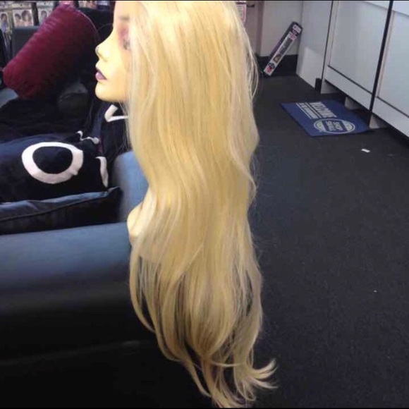 Wig Long blonde human hair Blende Long Wig - Picture 6 of 8